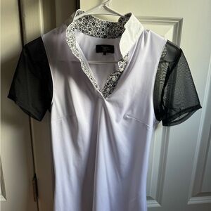 Women’s Short Sleeve Le Fashion Show Shirt. Mesh sleeves